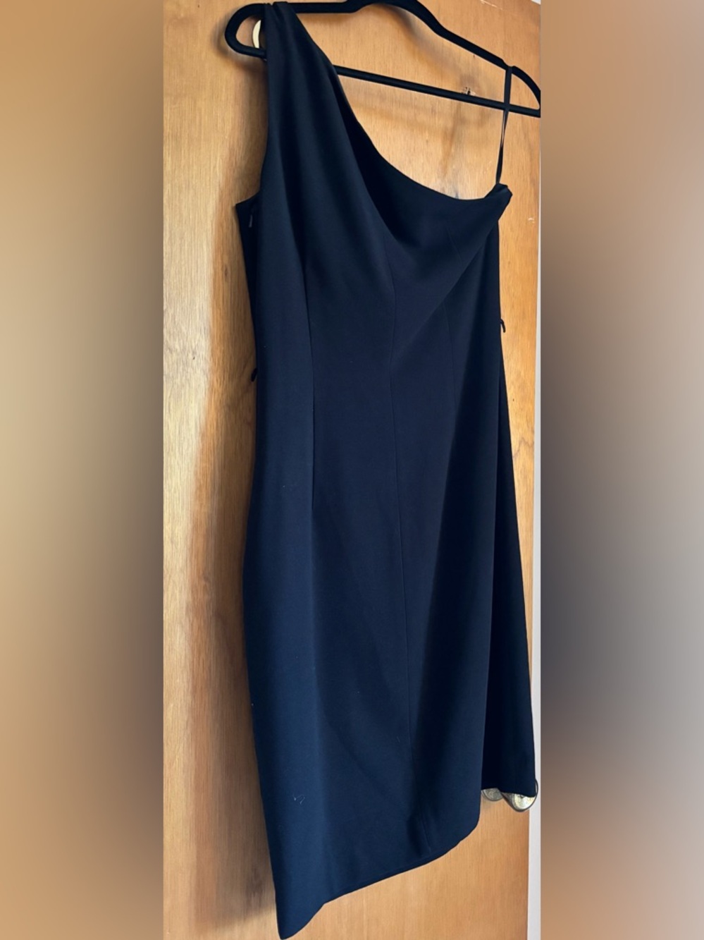 Michael Kors Black One-Shoulder Cocktail Midi Dress
